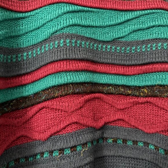 VTG Anchor Blue Multicolor 3D Knit Cosby 90s Crewneck Sweater Mens Large - Picture 3 of 5